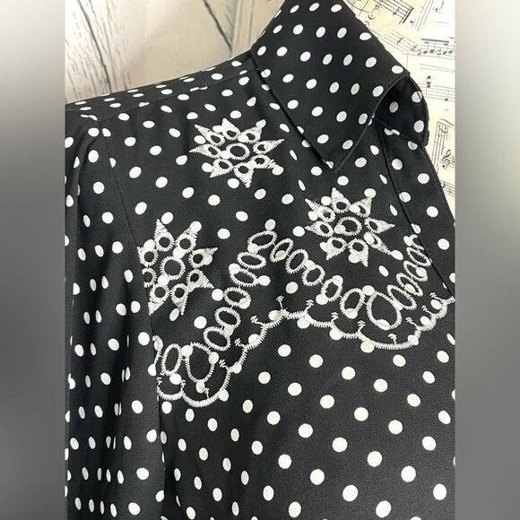 Express Portofino Slim Fit Polka Dot Shirt w/Embroidery M - Picture 4 of 9